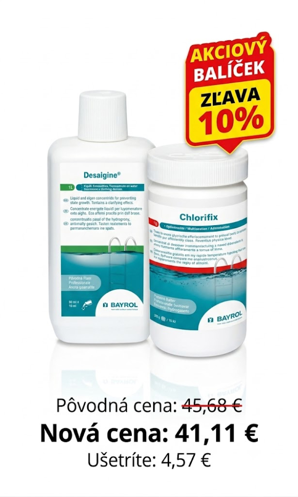 Bayrol Akciový set pre krištáľovo čistú vodu: Chlorifix 1 kg + Desalgin 1 l