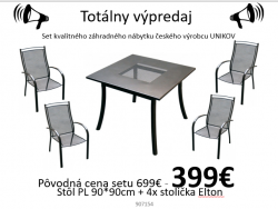 Zhradn set, Stl PL 90*90cm + 4x stolika Elton