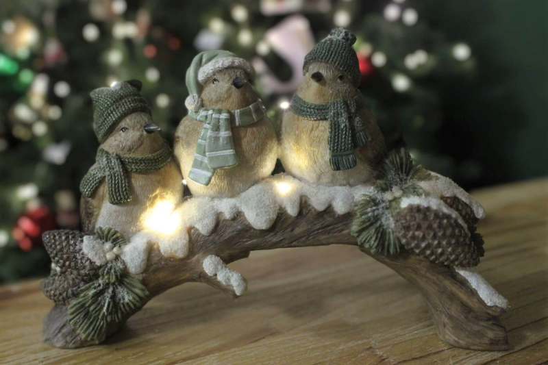 Vianočná dekorácia Vtáčiky na konári LED 30cm 29413